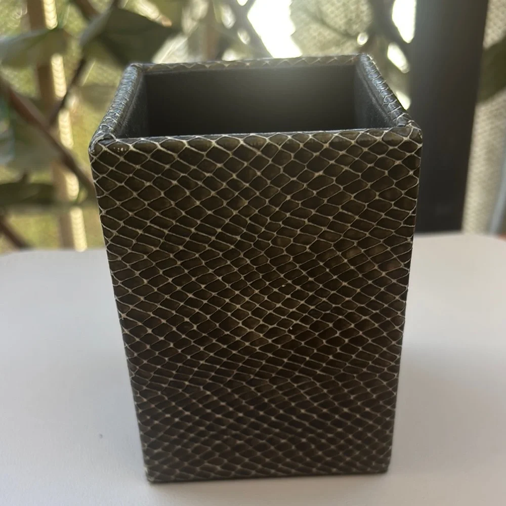 Vintage Genuine Snakeskin Pencil Cup circa 1980s